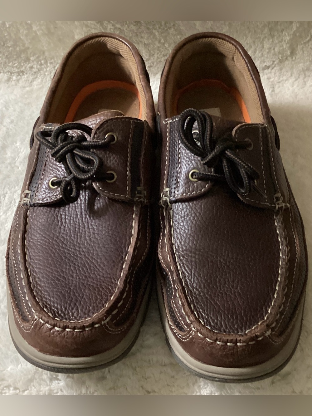 Reel Legends Navigator Men's Brown Leather Boat Shoes Comfort Walking Shoes 12W